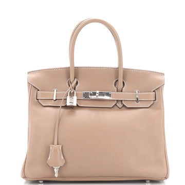 Hermes Birkin Handbag Grey Swift with Palladium Hardware 30