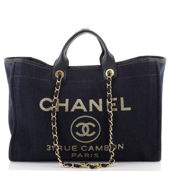 Chanel Deauville Tote Lurex Canvas Large