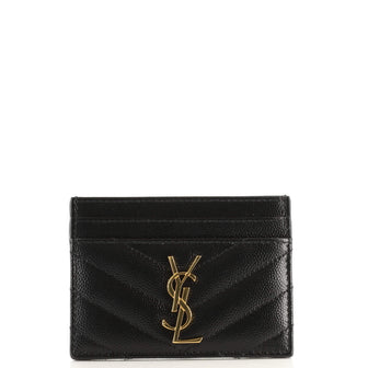 Saint Laurent Classic Monogram Card Holder Matelasse Chevron Leather