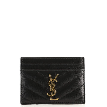 Saint Laurent Classic Monogram Card Holder Matelasse Chevron Leather