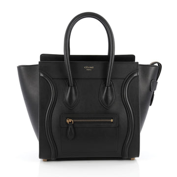 Celine Luggage Handbag Smooth Leather Micro Black