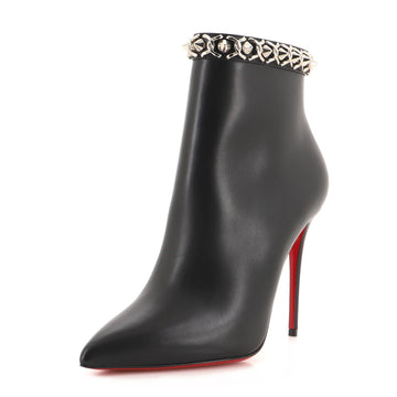 Christian Louboutin Women's Booty Chain Ankle Boots Embellished Leather