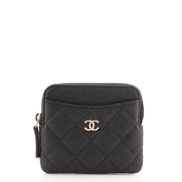 Chanel Square Zip Around Card Holder Wallet Quilted Caviar