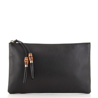 Gucci Bamboo Zip Pouch (Outlet) Leather Large