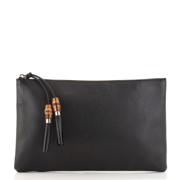 Gucci Bamboo Zip Pouch (Outlet) Leather Large