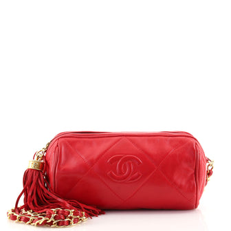 Chanel Vintage Diamond CC Barrel Bag Quilted Leather Mini