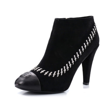 Chanel Women's CC Ankle Boots Whipstitch Suede