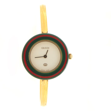 Gucci 1100 Interchangeable Bezel Bangle Quartz Watch Plated Metal with Plastic 26