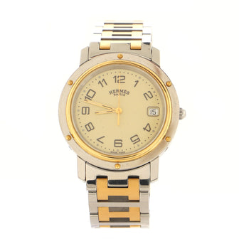 Hermes Clipper Quartz Watch Stainless Steel and Plated Metal 36