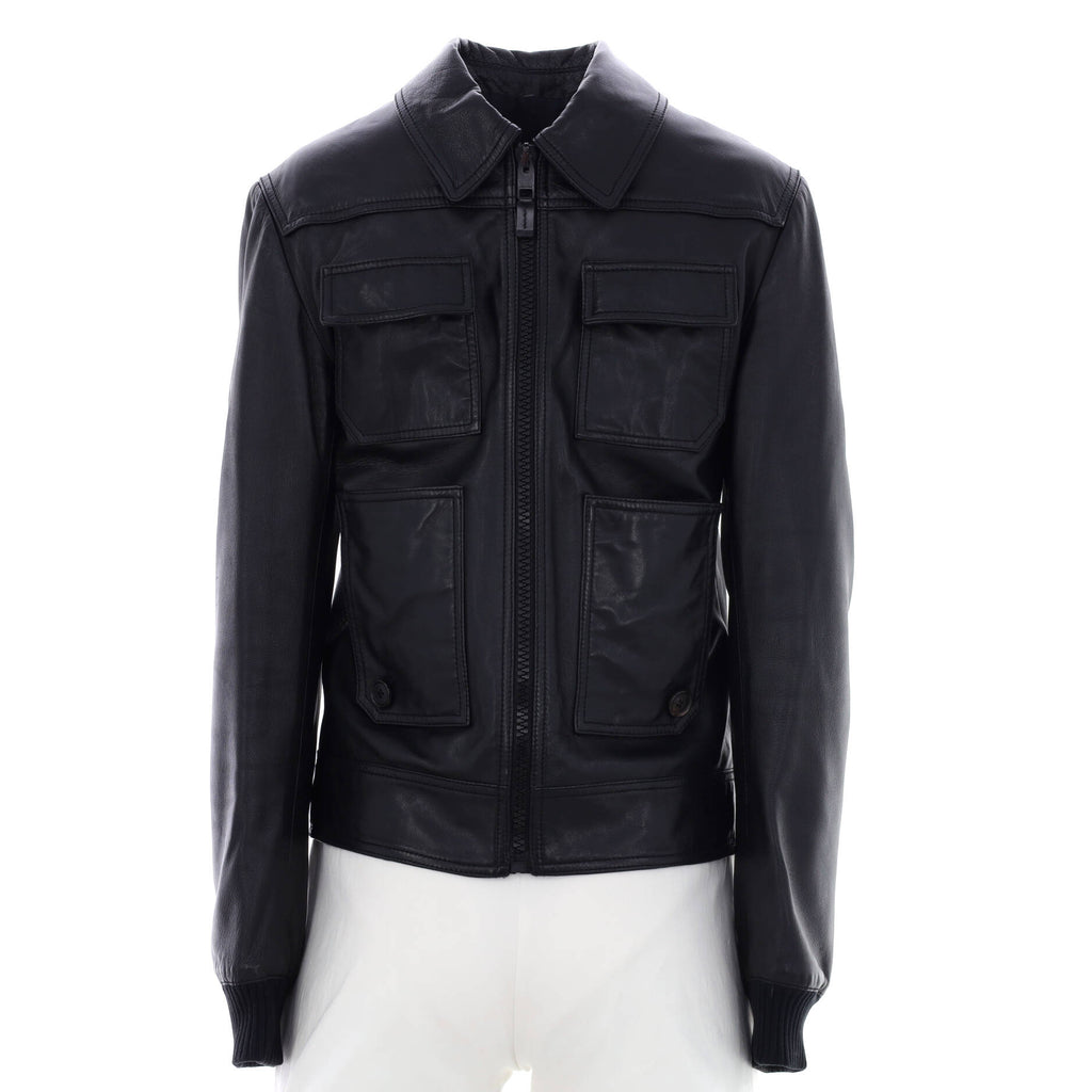 Christian Dior Men's Homme Moto Jacket Leather Black 1691471
