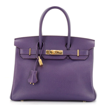 Hermes Birkin Handbag Purple Epsom with Gold Hardware 30