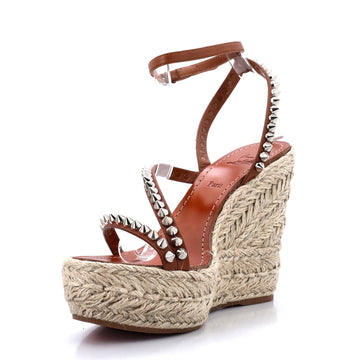 Christian Louboutin Women's Mafaldina Zeppa Espadrille Platform Sandals Spiked Leather