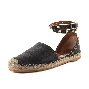 Valentino Women's Rockstud Ankle Strap Espadrille Flats Leather