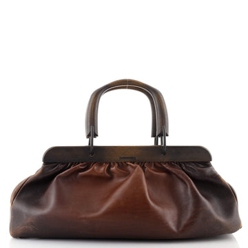 Gucci Vintage Doctor Bag Leather with Wood Large