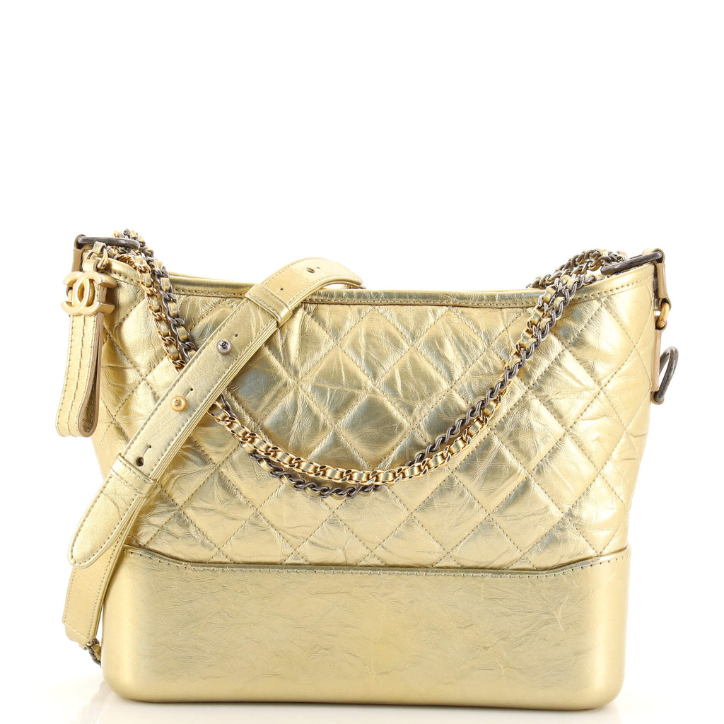 Chanel Small Gabrielle Hobo Bag Metallic Light Silver Aged