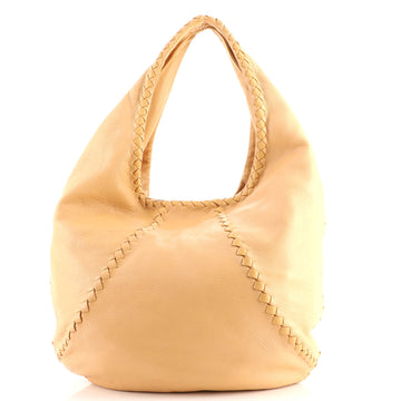 Bottega Veneta Baseball Hobo Leather with Intrecciato Detail Medium