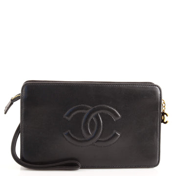 Chanel Vintage Timeless Wristlet Clutch Leather Medium