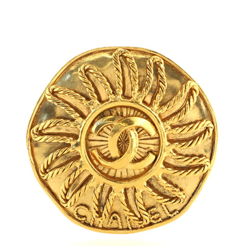 Chanel Vintage Round CC Sun Brooch Metal