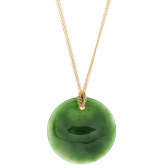 Tiffany & Co. Elsa Peretti Nephrite Pendant Necklace 18K Yellow Gold with Jade