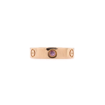 Cartier Love Band 1 Sapphire Ring 18K Rose Gold with Pink Sapphire
