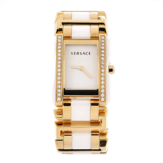 Versace Era Quartz Watch Stainless Steel with Ceramic and Diamond Bezel 24