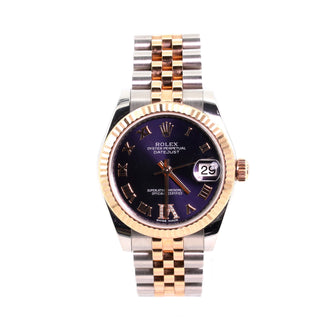 Oyster Perpetual Datejust Automatic Watch Stainless Steel and Rose Gold with Diamond VI Numeral 31