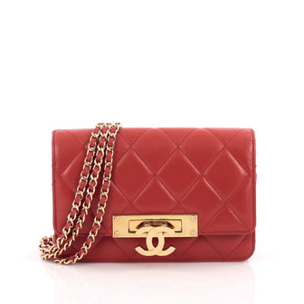 Chanel Golden Class Wallet on Chain Quilted Lambskin Red
