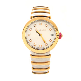 Bvlgari LVCEA Automatic Watch Stainless Steel and Rose Gold with Diamond Markers and Mother of Pearl 33