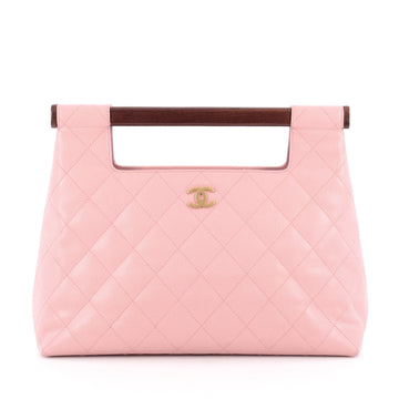 Chanel Vintage Bar Top Handle Bag Quilted Caviar Large