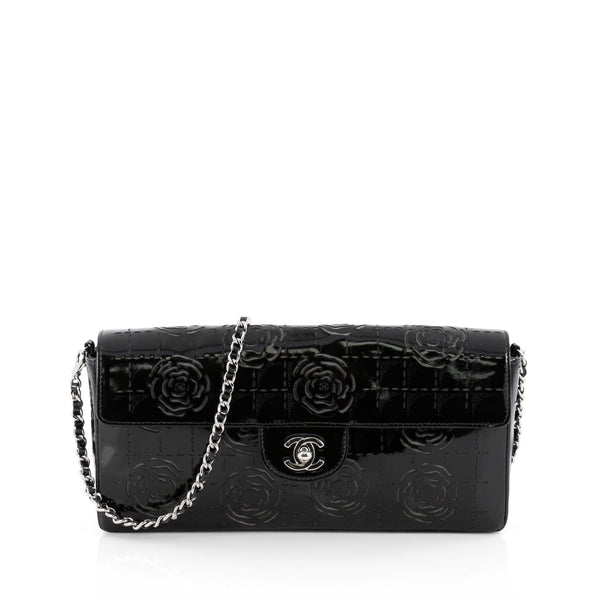 Buy Chanel Camellia Chain Flap Bag Laser Cut Patent East 1694206