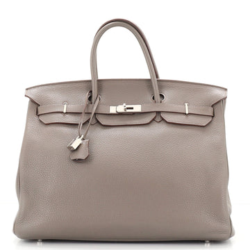 Hermes Birkin Handbag Grey Clemence with Palladium Hardware 40