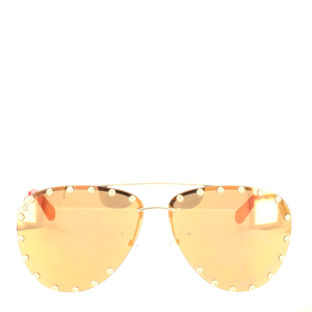 Louis Vuitton The Party Aviator Sunglasses Studded Metal Gold 1694455