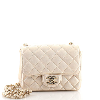 Chanel Square Classic Single Flap Bag Quilted Metallic Lambskin Mini