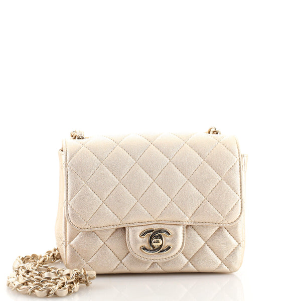 CHANEL 1997 White Lambskin Mini Square Quilted Classic Vintage