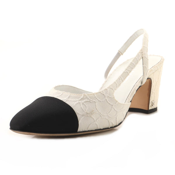 Chanel Women's Cap Toe Slingback Pumps Fabric 169456