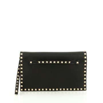 Valentino Rockstud Flap Clutch Leather Black