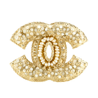 Chanel CC Brooch Metal with Faux Pearls