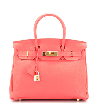 Hermes Birkin Handbag Pink Clemence with Gold Hardware 30