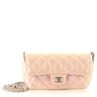 Chanel Classic Sunglasses Case with Chain Quilted Iridescent Lambskin