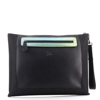 Christian Louboutin Peter Pouch Printed Canvas and Leather Medium