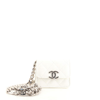Chanel Coco Enamel Strap Flap Clutch with Chain Quilted Caviar Mini