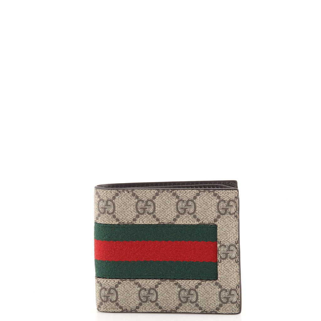 Gucci Bifold Wallet GG Supreme Web Brown in Coated Canvas - US