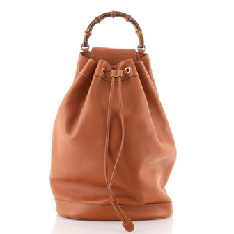 Gucci Vintage Bamboo Sling Backpack Leather Large