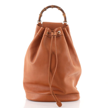 Gucci Vintage Bamboo Sling Backpack Leather Large