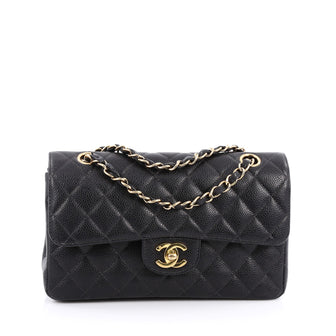 Chanel Classic Double Flap Bag Quilted Caviar Small Black