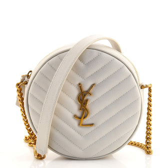 Saint Laurent Vinyle Round Camera Bag Matelasse Chevron Leather