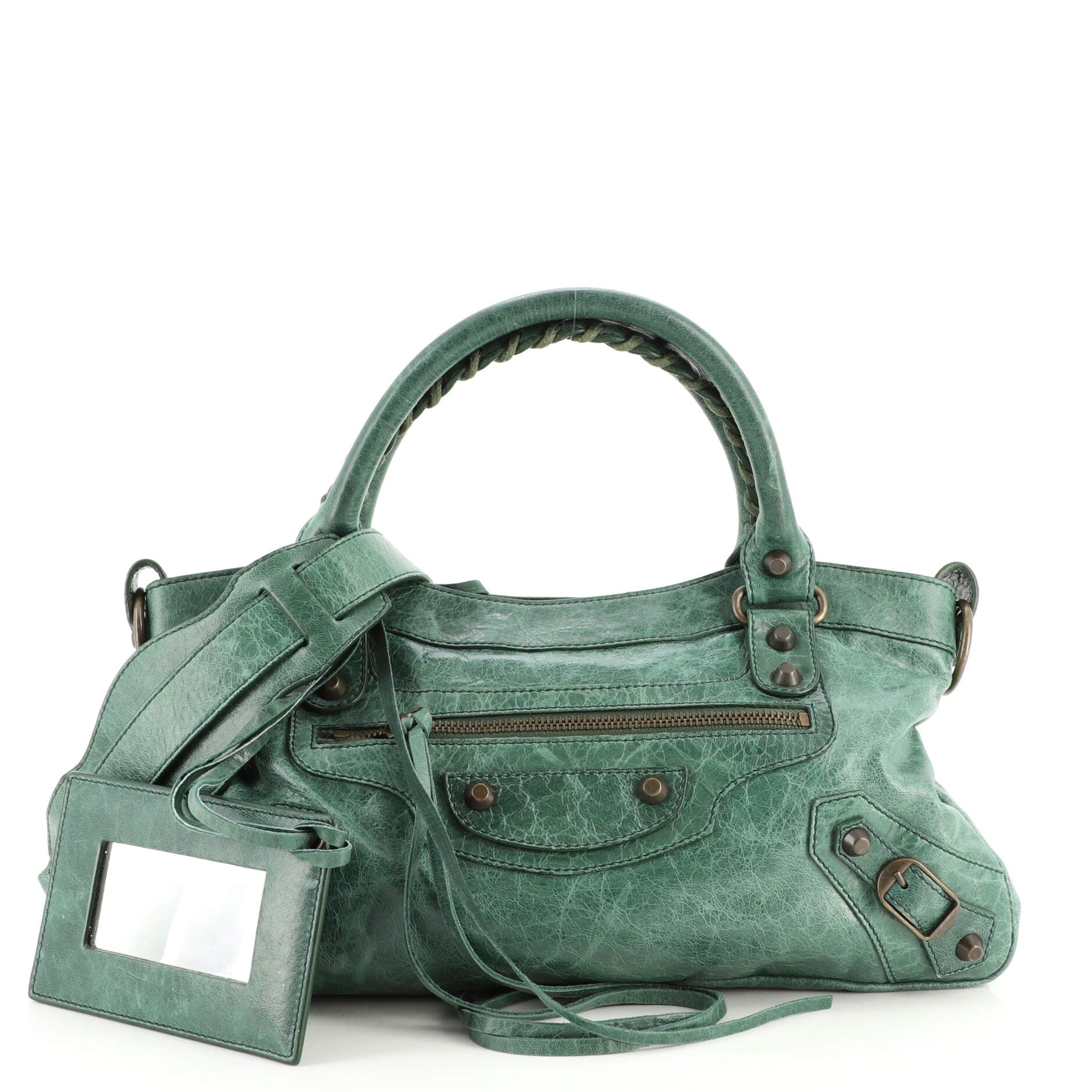 Balenciaga First Classic Studs Bag Leather Green 1695251