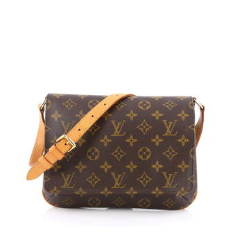 Louis Vuitton Musette Tango Handbag Monogram Canvas Brown