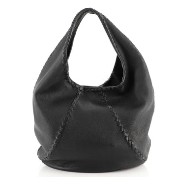 Bottega Veneta Baseball Hobo Leather with Intrecciato Detail Medium