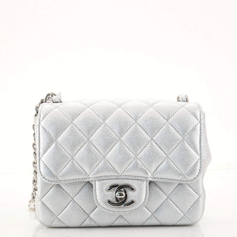 Chanel Square Classic Single Flap Bag Quilted Metallic Lambskin Mini